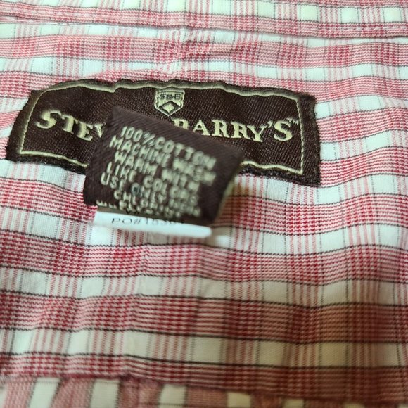 Steve and Barrys Mens XXXL Red Stripe Plaid Short Sleeve Button Up Shirt - Picture 12 of 12